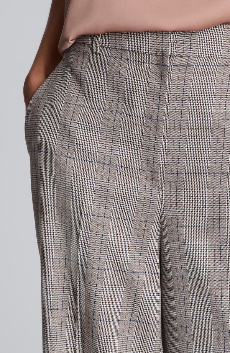 Kenneth Cole Plaid Wide Leg Pants, Alternate, color, Pewter Green Multi