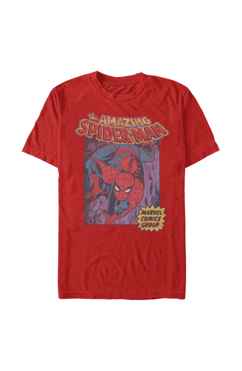Marvel: Spider-Man Men's Marvel Spider-Man Distressed Amazing Spider Graphic T-Shirt, Main, color, Red