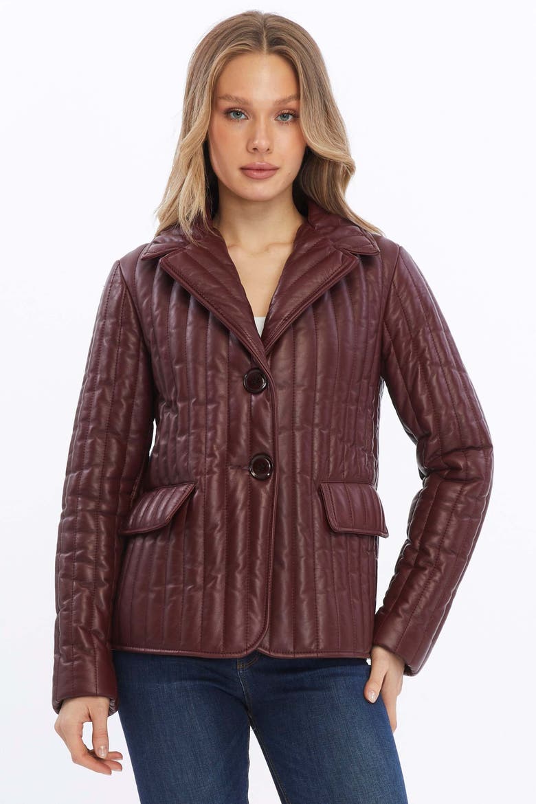 Tabitha Leather Coat, Main, color, Burgundy