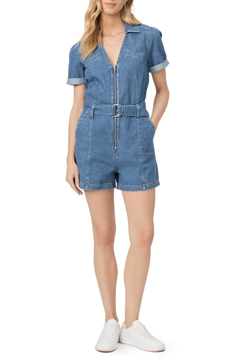 PAIGE Meg Denim Romper, Main, color, Merel