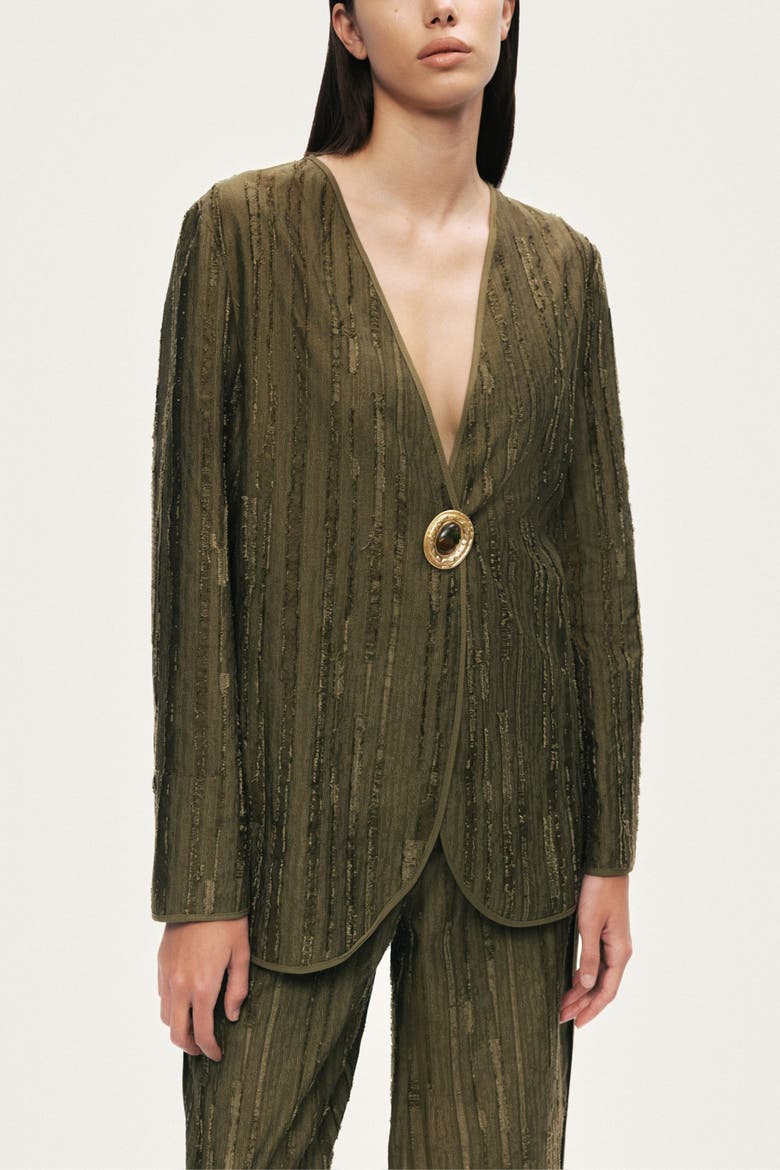 Textured Tailored Jacket, Alternate, color, Khaki