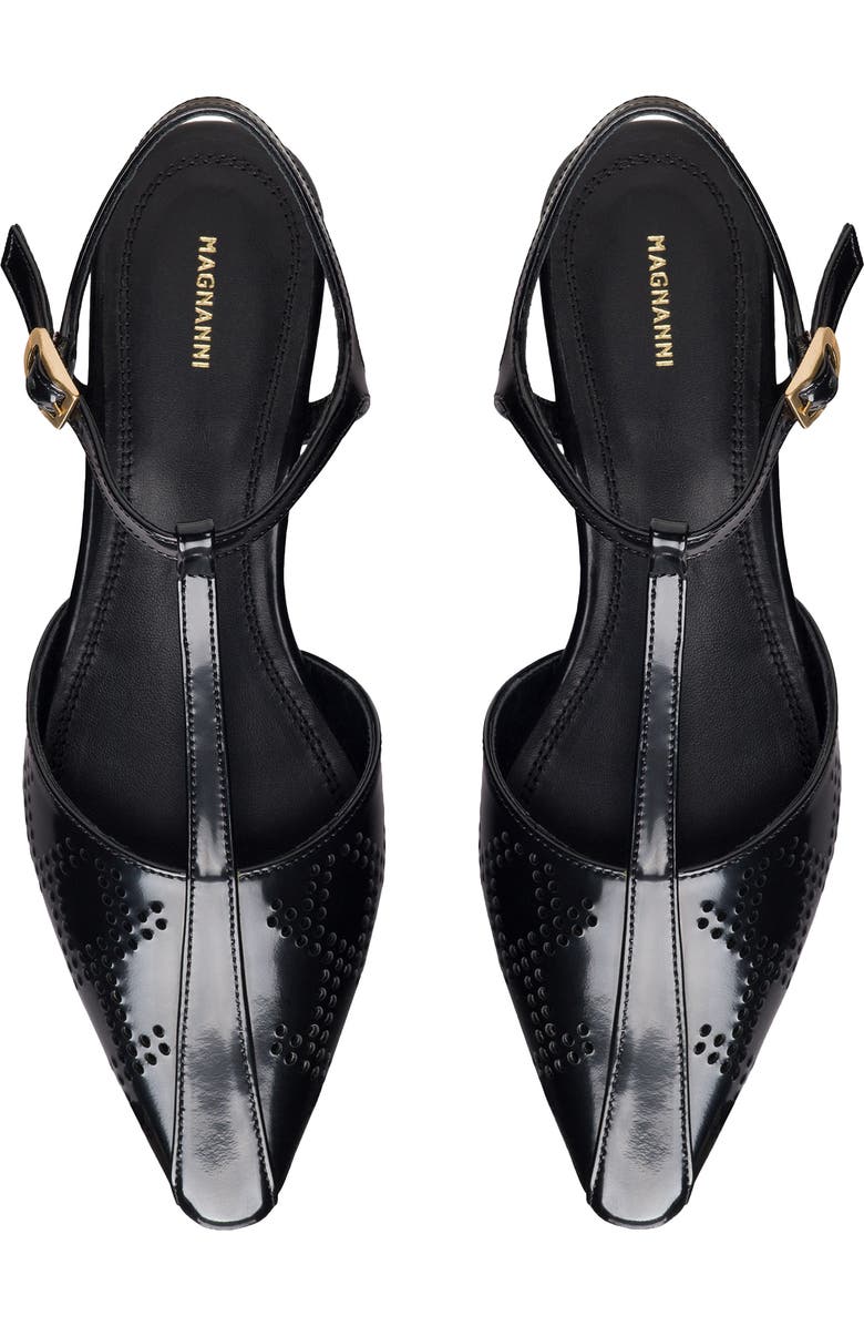 Magnanni Siona Ankle Strap Pointed Toe Flat, Alternate, color, Black