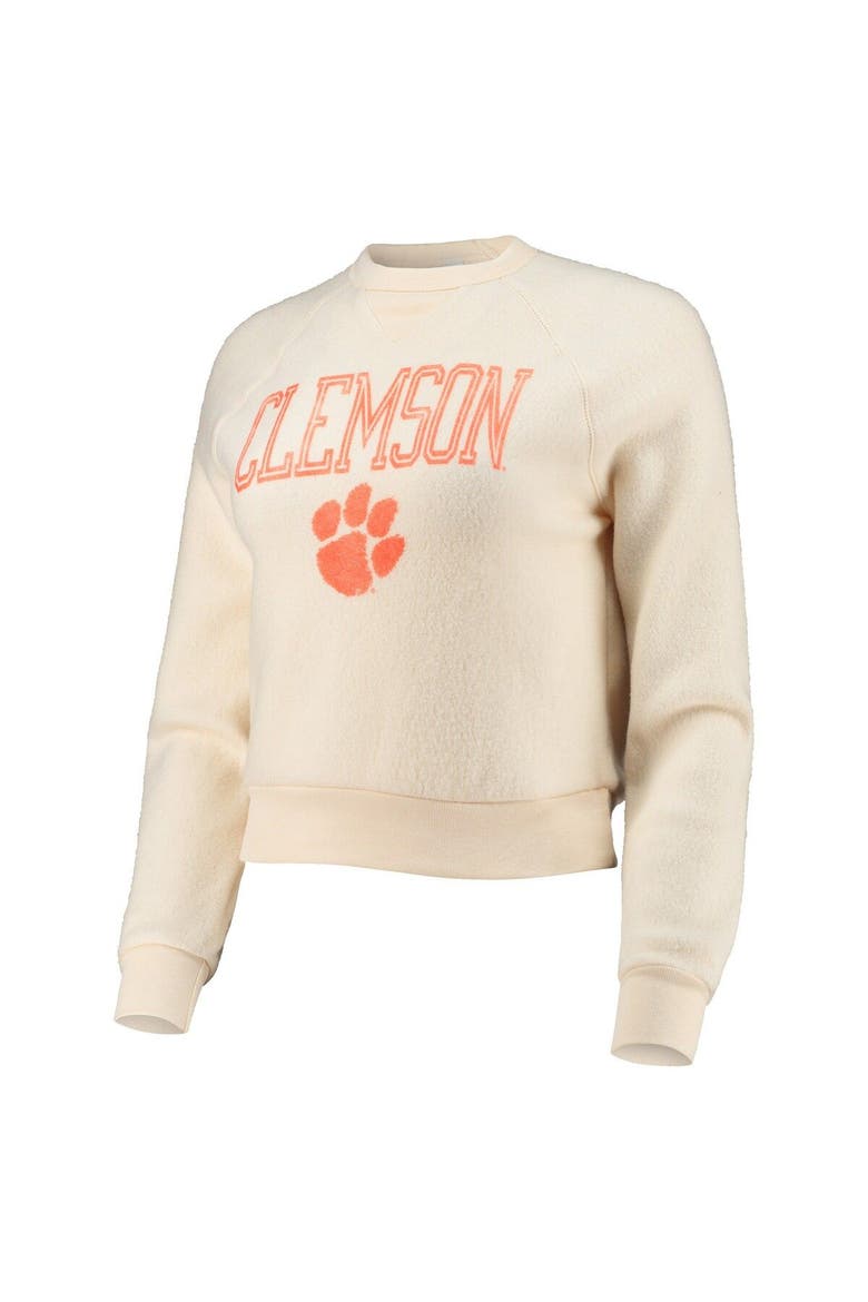 Women's Alternative Apparel Cream Clemson Tigers Eco-Teddy Baby Champ Tri-Blend Sweatshirt, Alternate, color, Cream