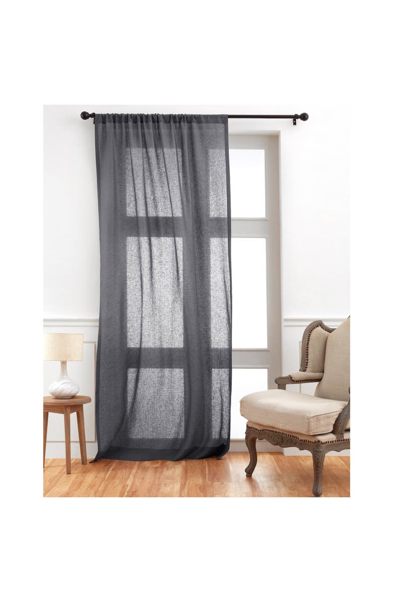 Solino Home Linen Sheer Curtain with Light Filtering Rod Pocket Curtain for Living Room, Bedroom, Main, color, Charcoal