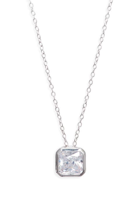 Cushion Cut Cubic Zirconia Pendant Necklace