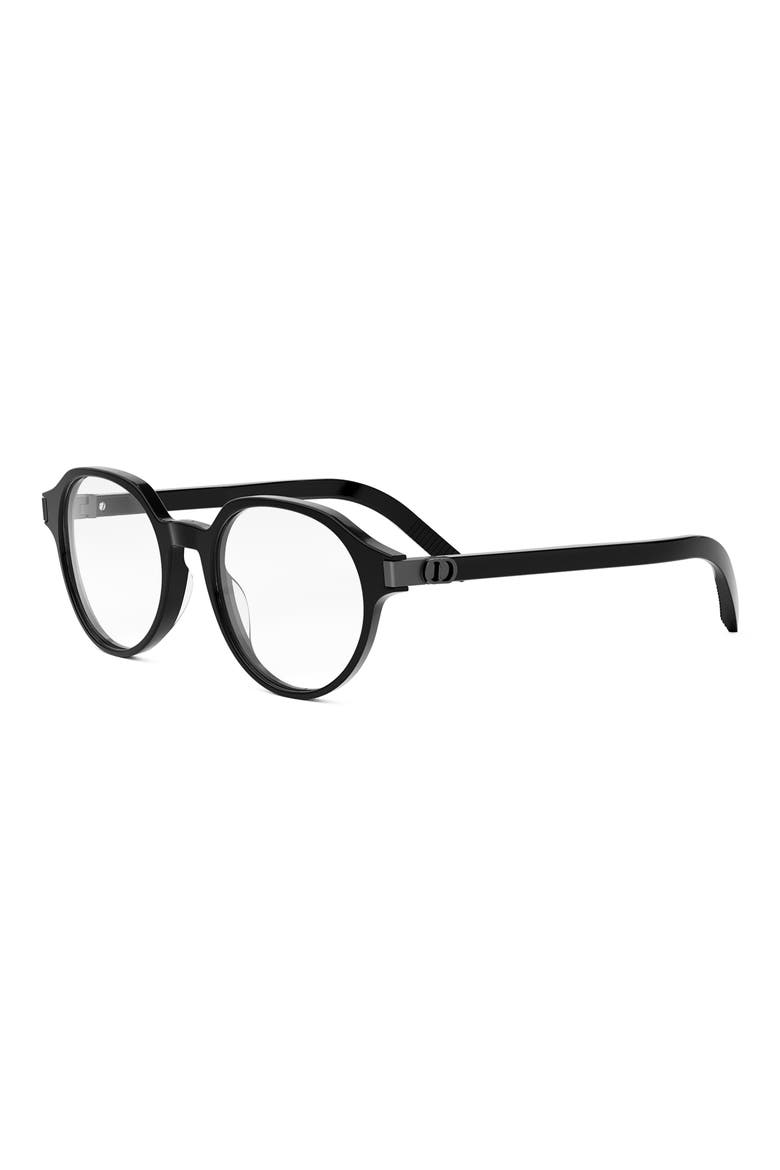 'CD IconO R1I 51mm Geometric Eyeglasses, Alternate, color, SHINY BLACK