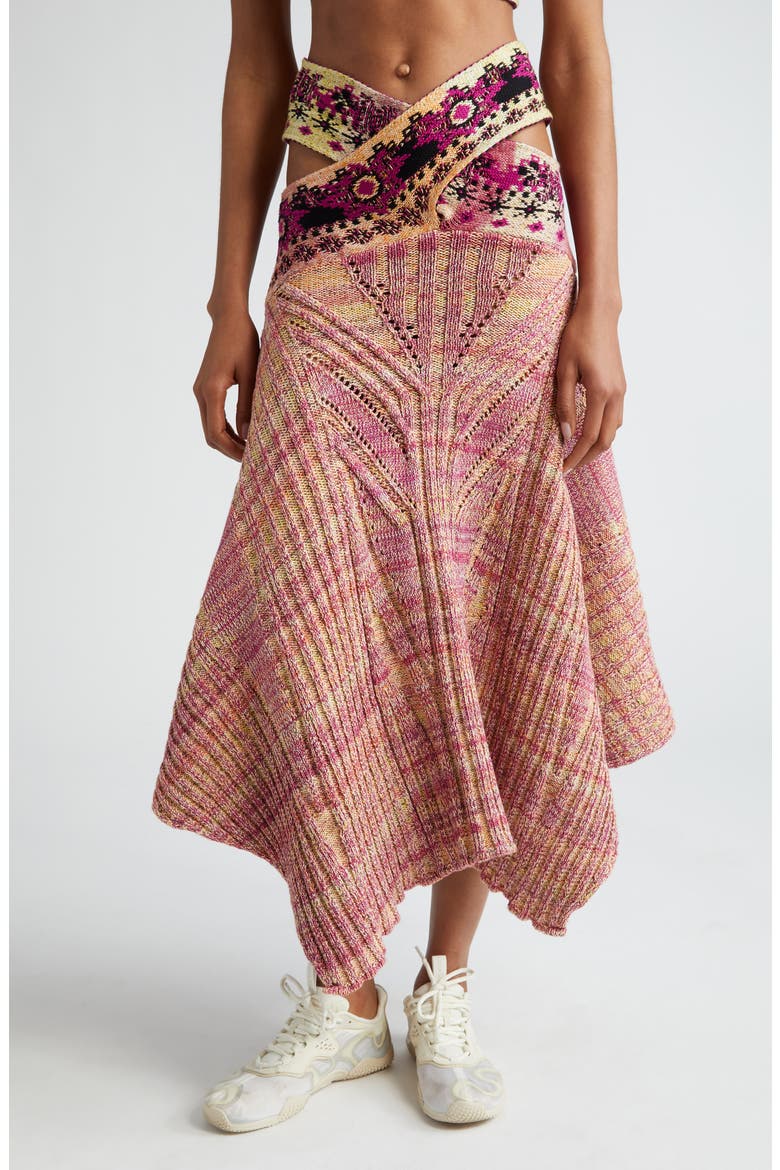 Crossover Jacquard Space Dye Sweater Skirt, Main, color, CRAYON BOX