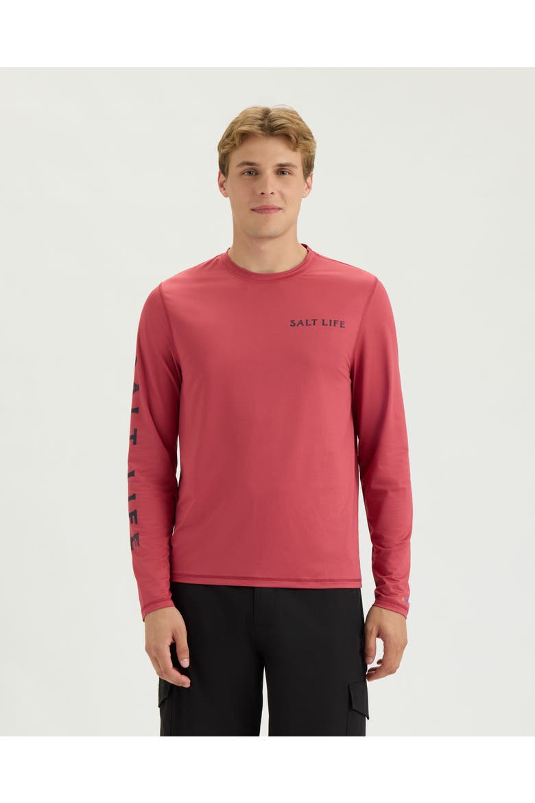 Offshore Legends Long Sleeve  Perforated Mesh Tee, Main, color, EARTH RED