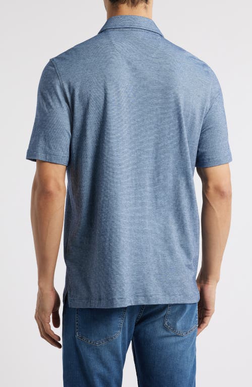 Johnston & Murphy Fine Stripe Polo In Light Blue/navy