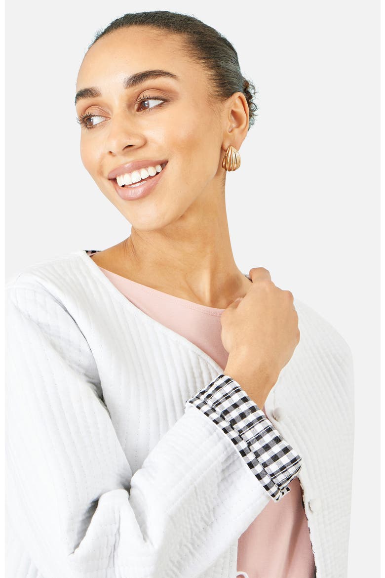 Reversible Cotton Quilted Cropped Jacket, Alternate, color, White