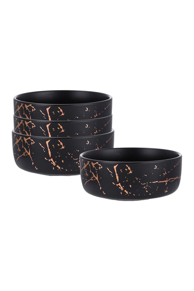 Zora Porcelain 4-Piece Bowl Set, Main, color, Black