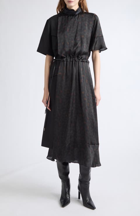 Leopard Print Hybrid Suiting Midi Dress