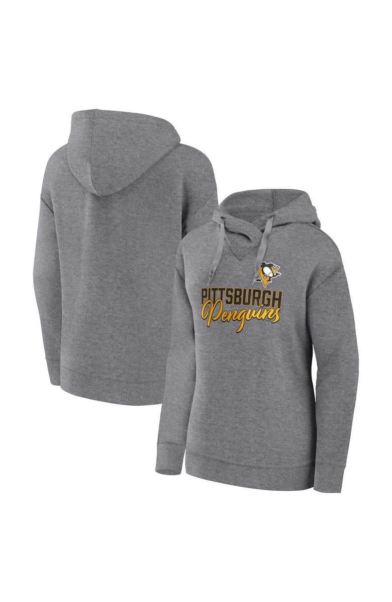 FANATICS Women's Fanatics Branded Heather Gray Pittsburgh Penguins Script Favorite Pullover Hoodie, Main, color,