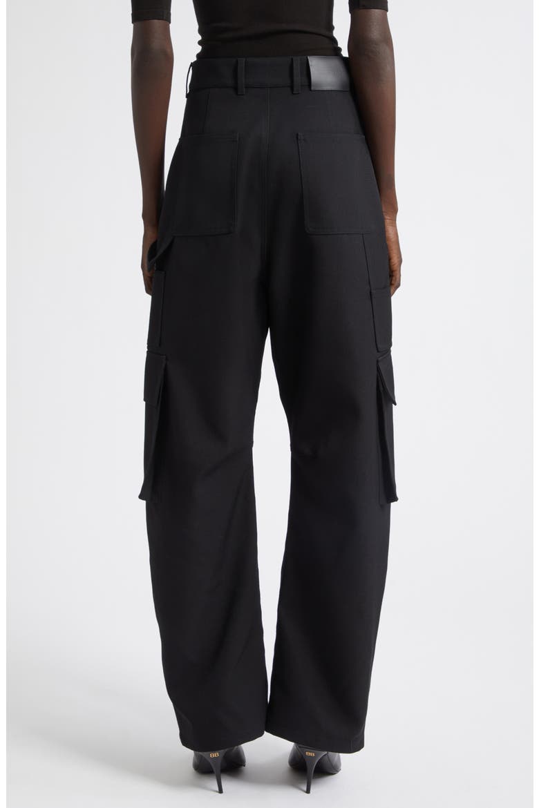 High Waist Wool Barrel Leg Cargo Pants, Alternate, color, 1000 BLACK
