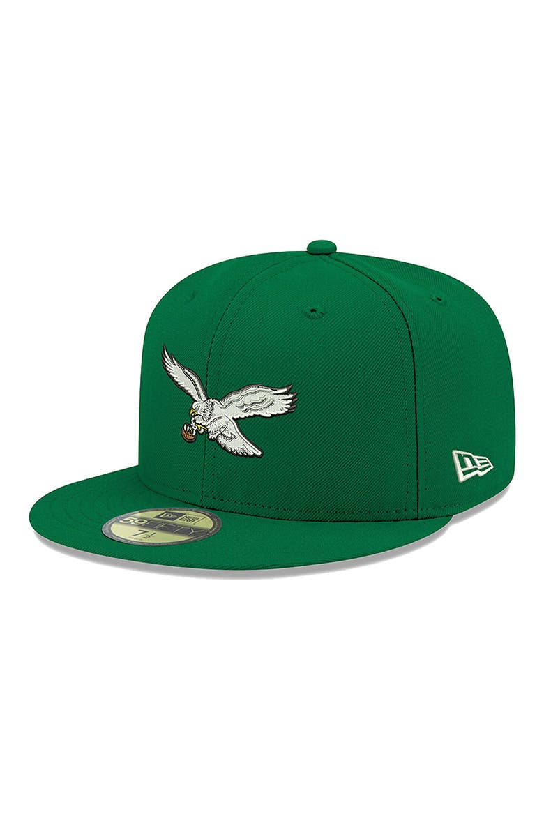Men's New Era Kelly Green Philadelphia Eagles Omaha Throwback 59FIFTY Fitted Hat, Main, color, KELLY GREEN
