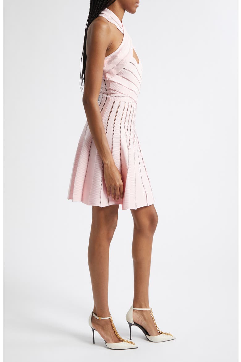 Crossover Neck Halter Open Stitch Sweater Dress, Alternate, color, 4HQ PINK