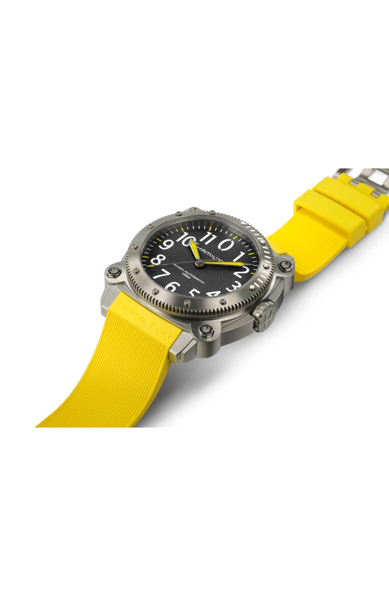 Hamilton Khaki Navy BeLOWZERO Automatic Rubber Strap Watch, 46mm, Alternate, color, 