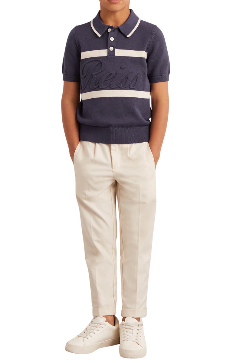Reiss Kids' Ellis Stripe Cotton Polo, Alternate, color, Indigo Blue/White
