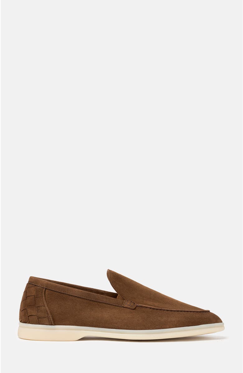 SCAROSSO Ludovico Woven Loafers, Alternate, color, Chocolate - Suede