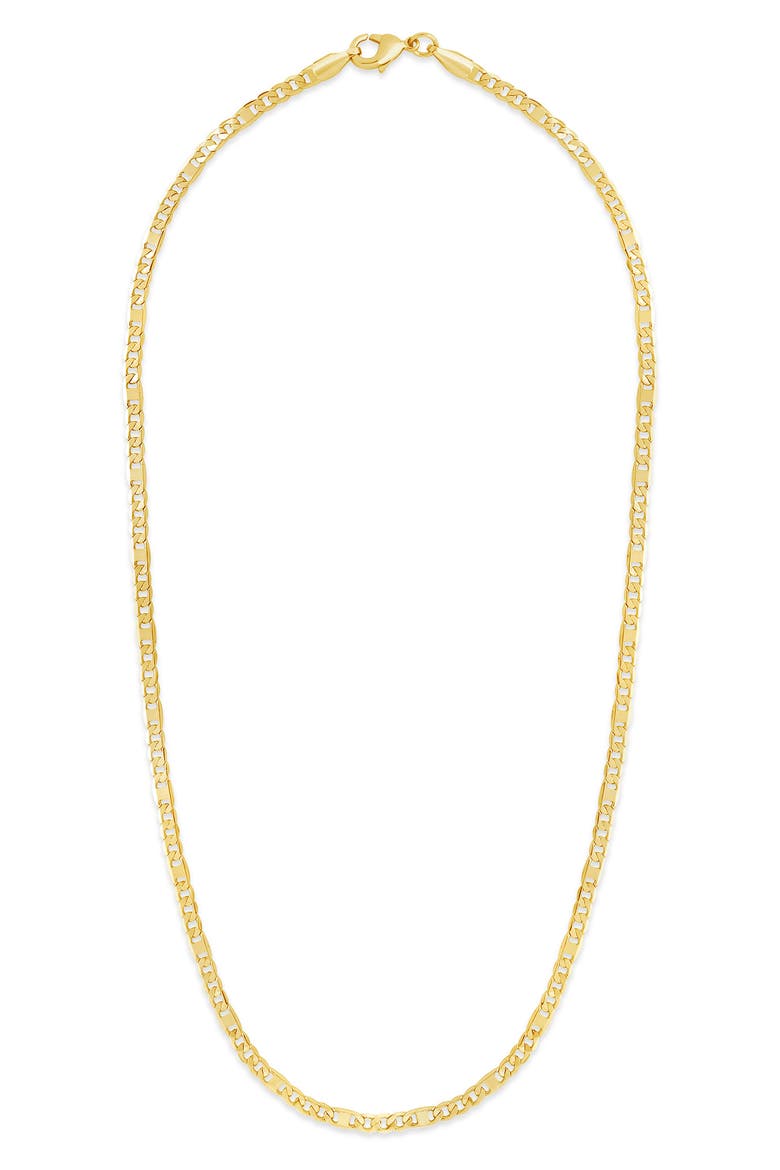 14K Yellow Gold Plated Mixed Mariner Chain Necklace, Alternate, color, GOLD