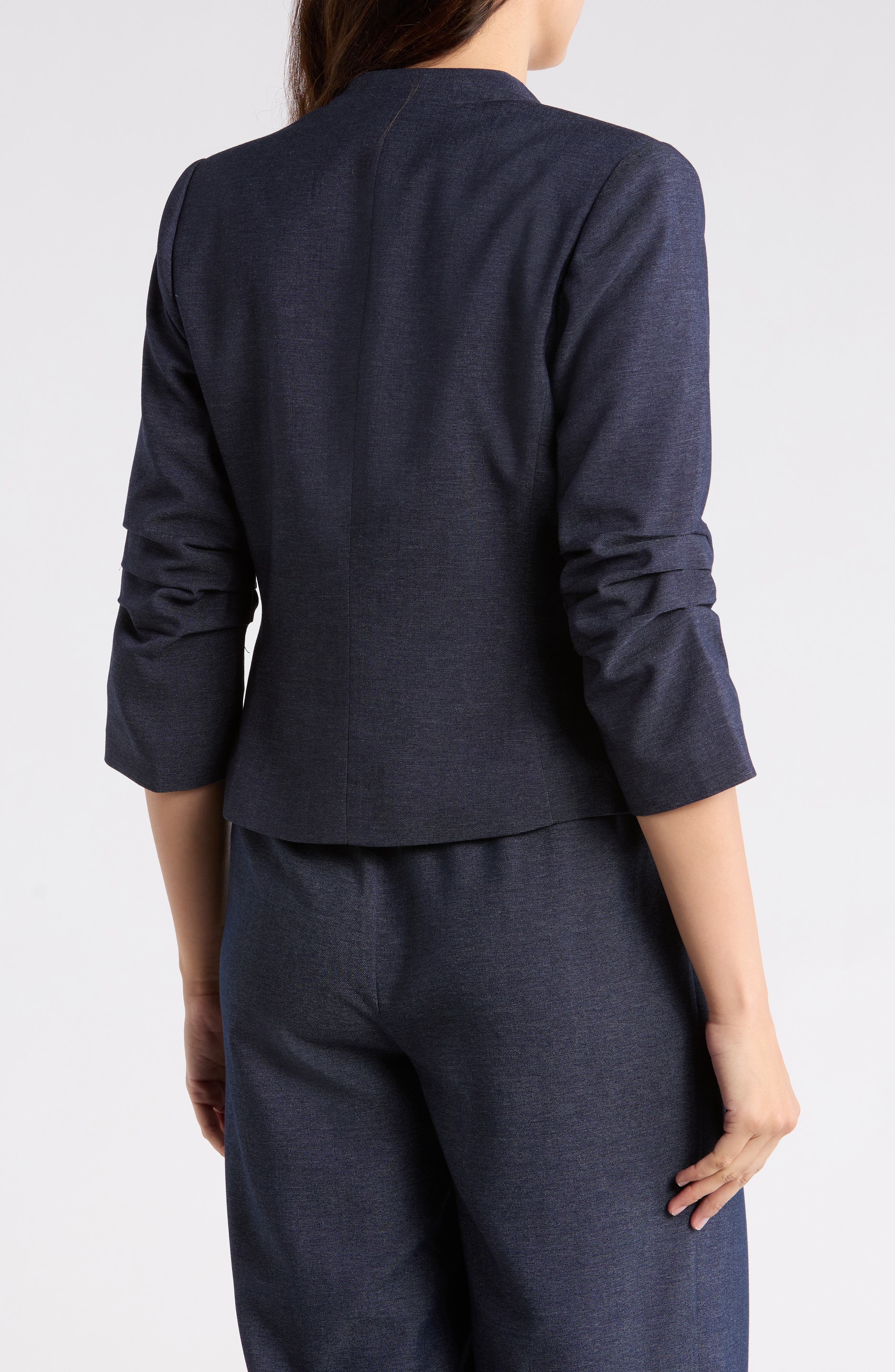 Ruched Sleeve One-Button Blazer - image 2