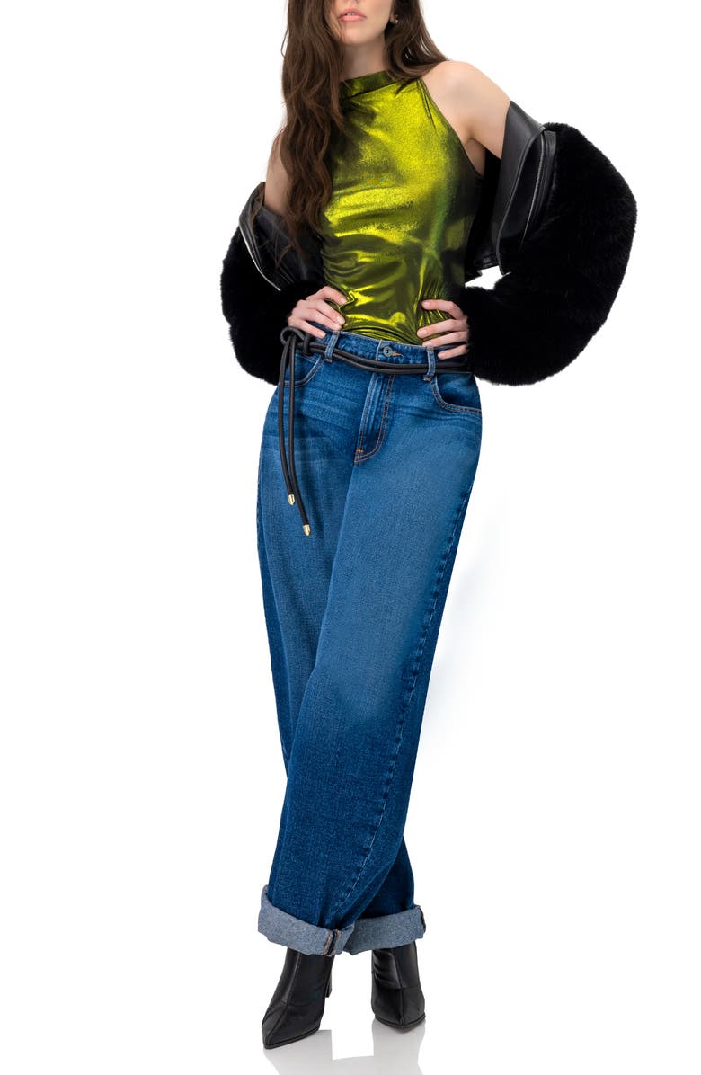 IVONNE Sleeveless Metallic Bodysuit, Alternate, color, 