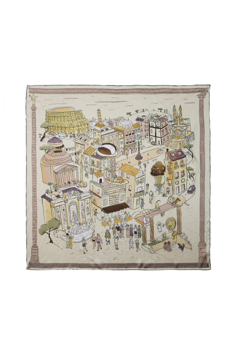 Rome Large Silk Square Scarf 35, Main, color, Soft Limestone
