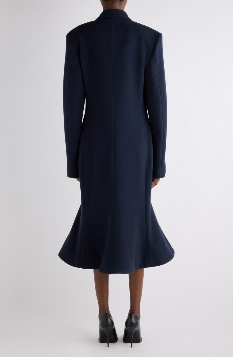 Balenciaga Godet Wool Midi Coat, Alternate, color, 8230 Corporate Navy