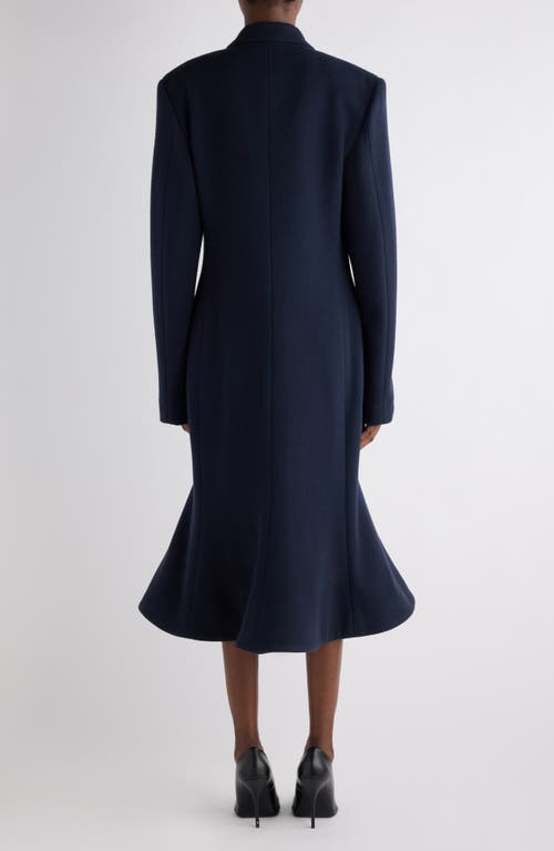 Balenciaga Godet Wool Midi Coat In Black