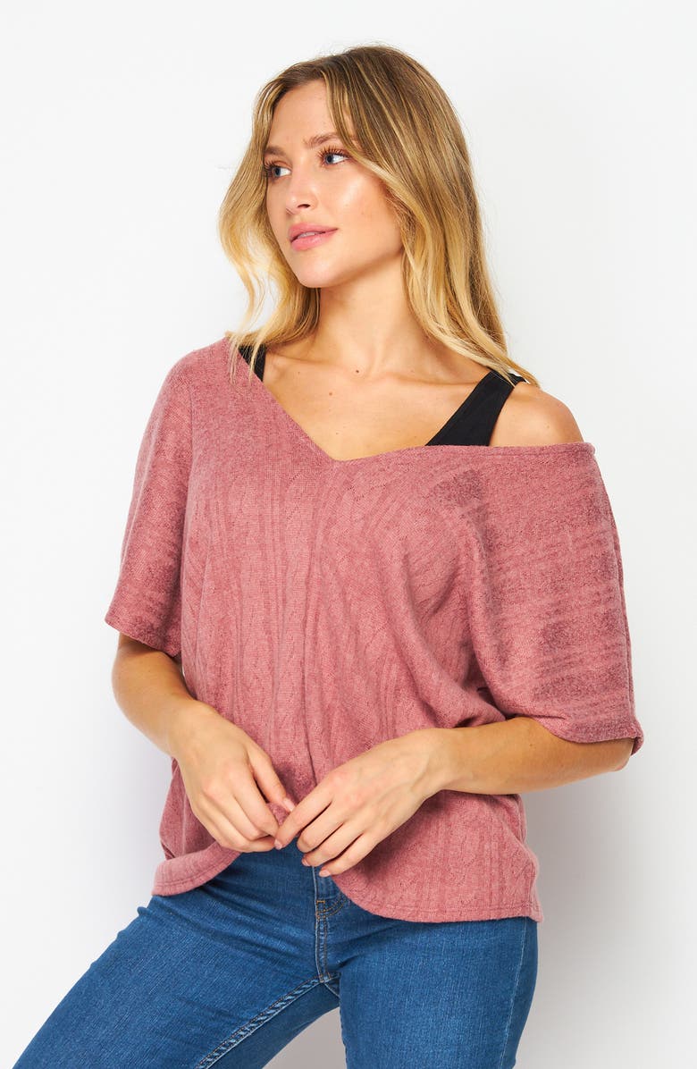 BLUEGREY Double V-Neck Knit Top, Alternate, color, Mulberry