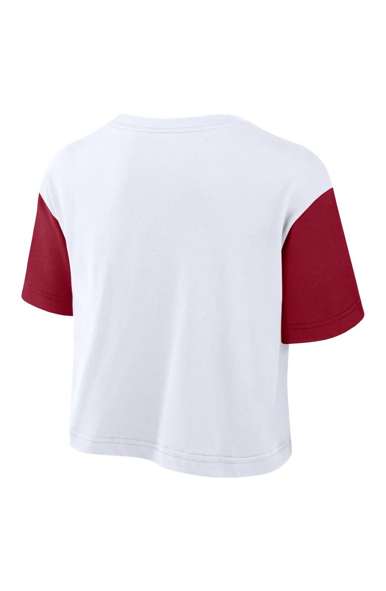 Nike Women's Nike White/Crimson Alabama Crimson Tide Color-Block Script Performance Cropped T-Shirt, Alternate, color, White