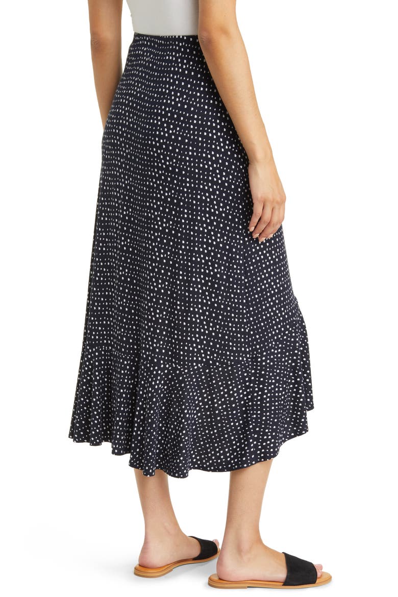 Flounce Midi Skirt, Alternate, color, BLACK/ IVORY