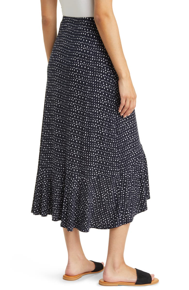 Loveappella Flounce Midi Skirt, Alternate, color, Black/ Ivory