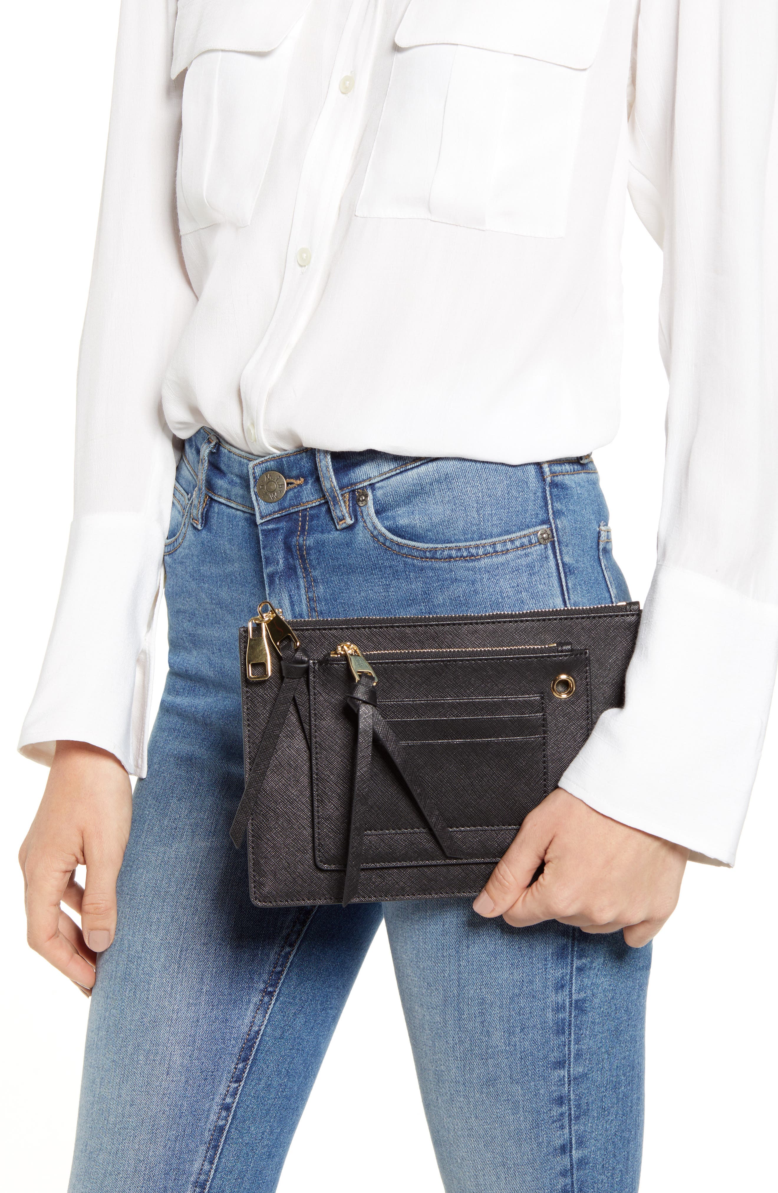 8 Other Reasons x Jill Jacobs Saffiano Leather Zip Pouch, Alternate, color, 