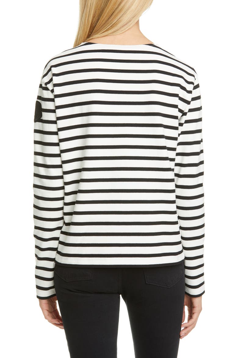 Logo Patch Stripe Cotton Tee, Alternate, color, BLACK