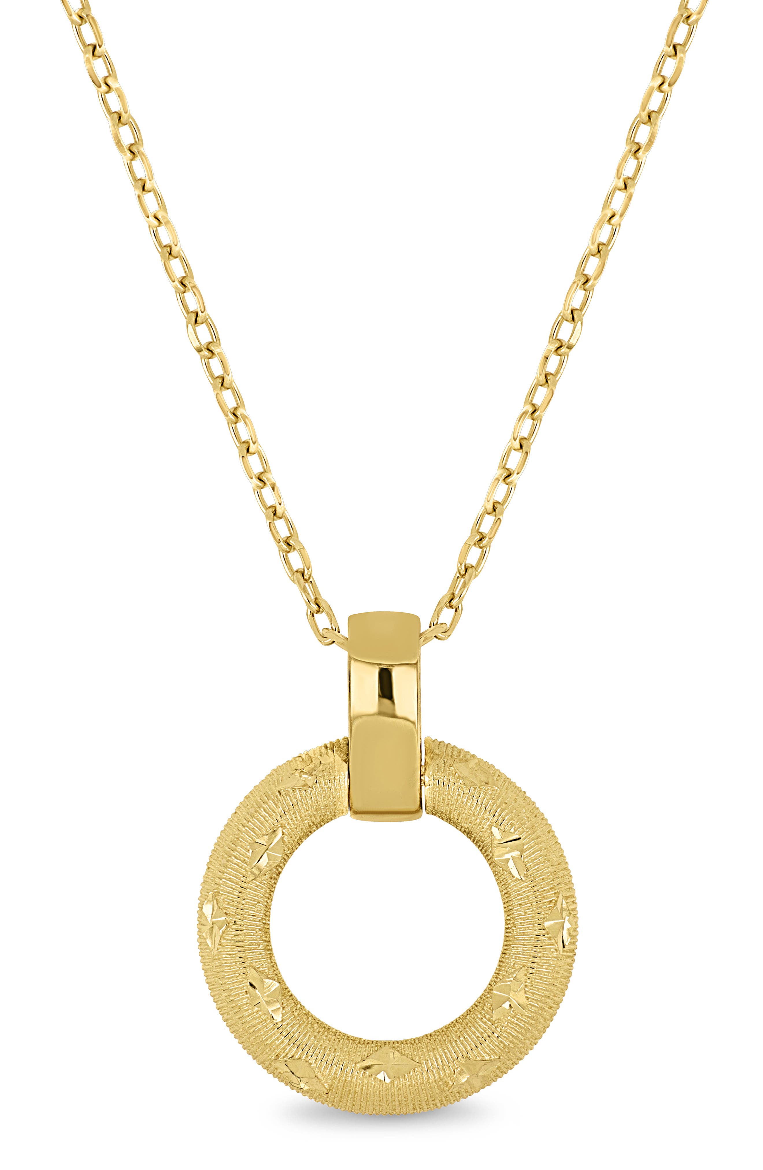14k Gold Circle Pendant Necklace