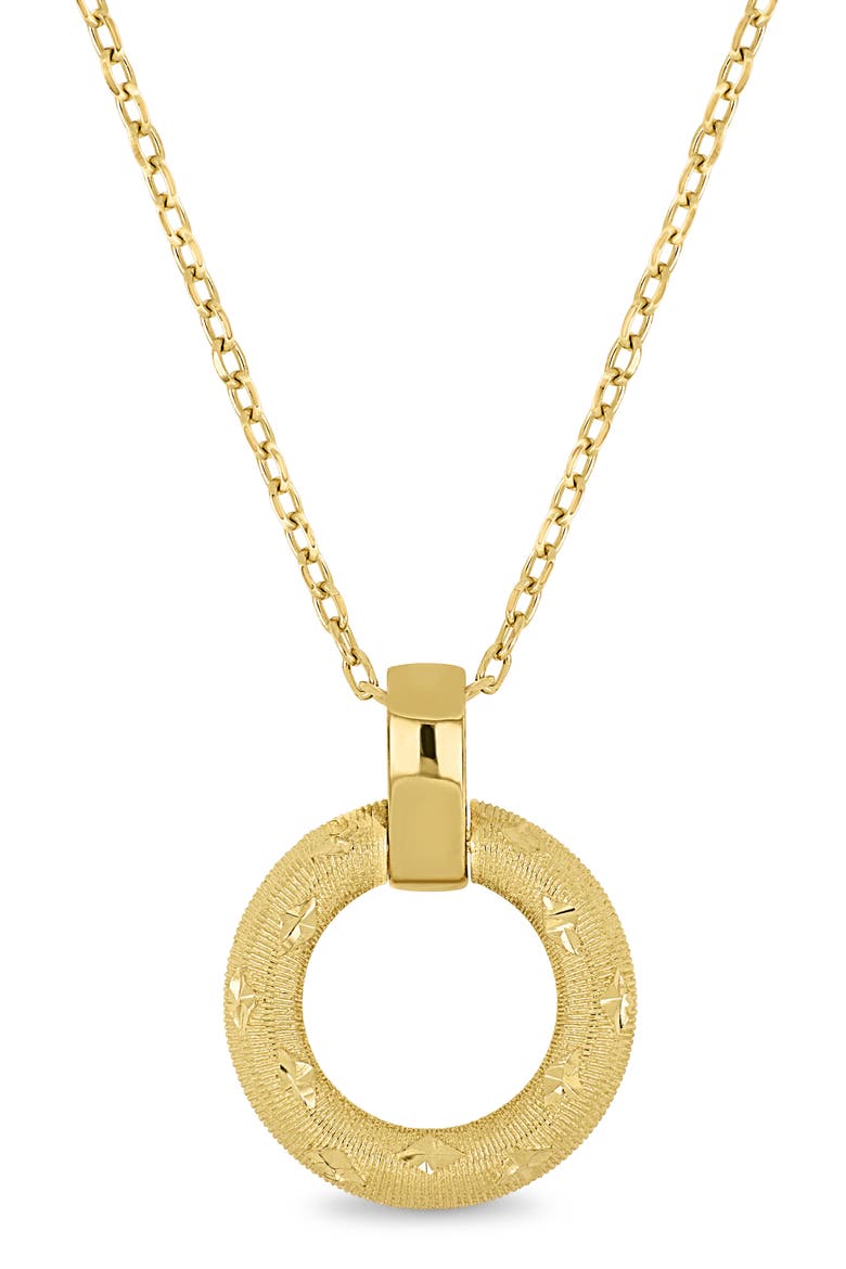 14k Gold Circle Pendant Necklace, Main, color, 14KY