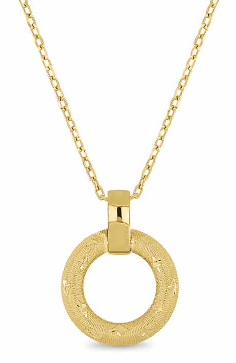 14k Gold Circle Pendant Necklace
