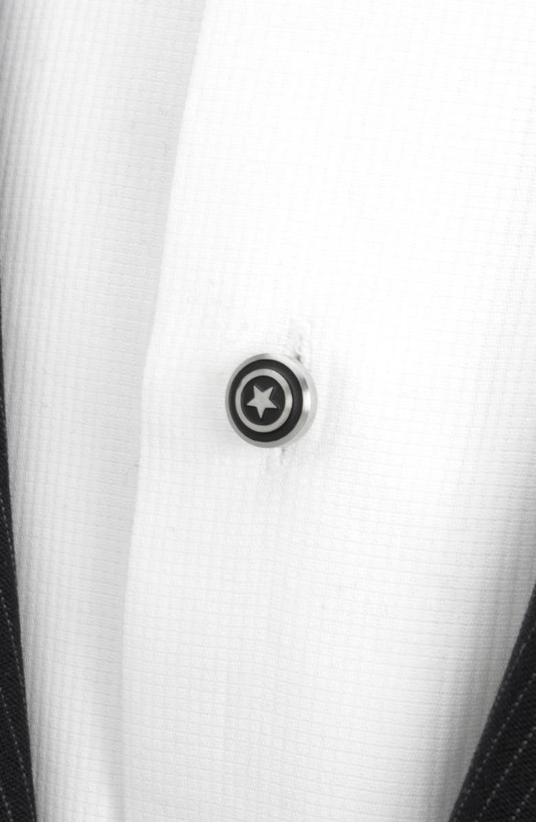 Cufflinks, Inc. x Marvel Captain America Shield Cuff Link & Stud Set, Alternate, color, Silver
