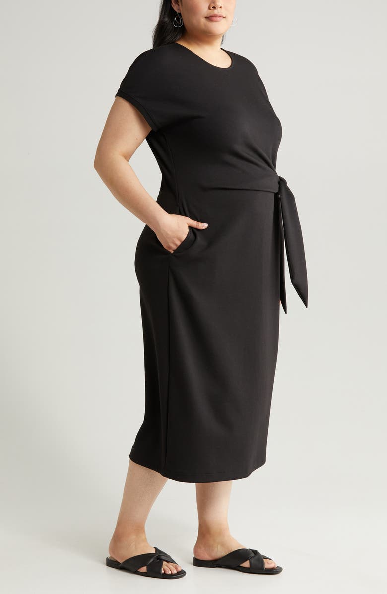 Nordstrom Tie Waist Midi Dress, Alternate, color, 