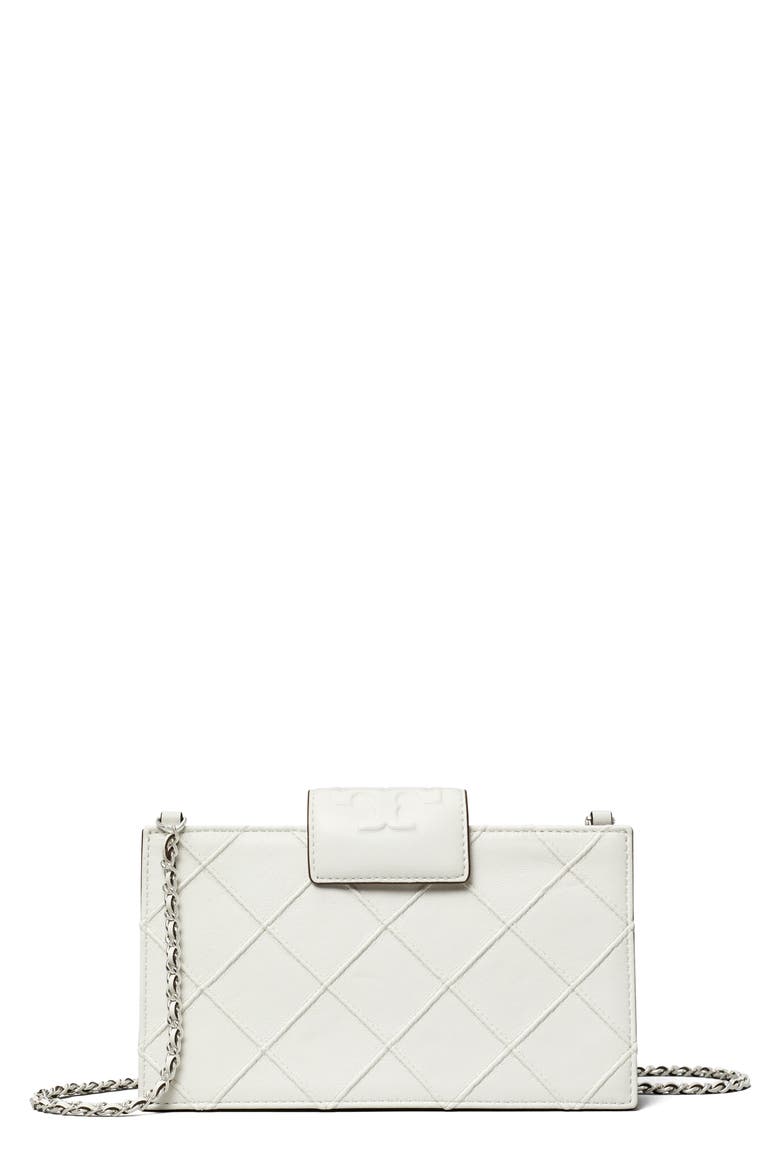 Mini Fleming Soft Quilted Leather Wallet on a Chain, Main, color, BLANC