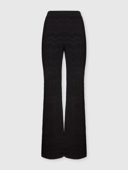 Missoni Straight Long Pants In Chevron Pattern In Black