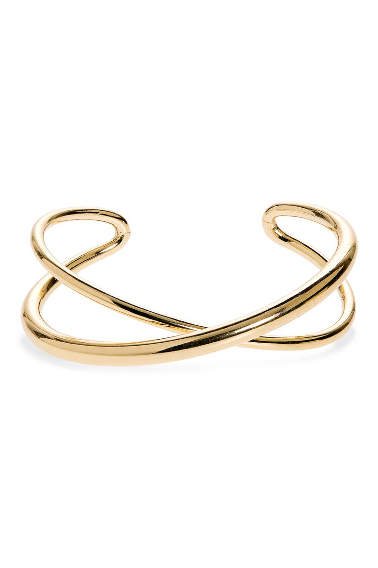 Crossover Cuff Bracelet, Main, color, GOLD