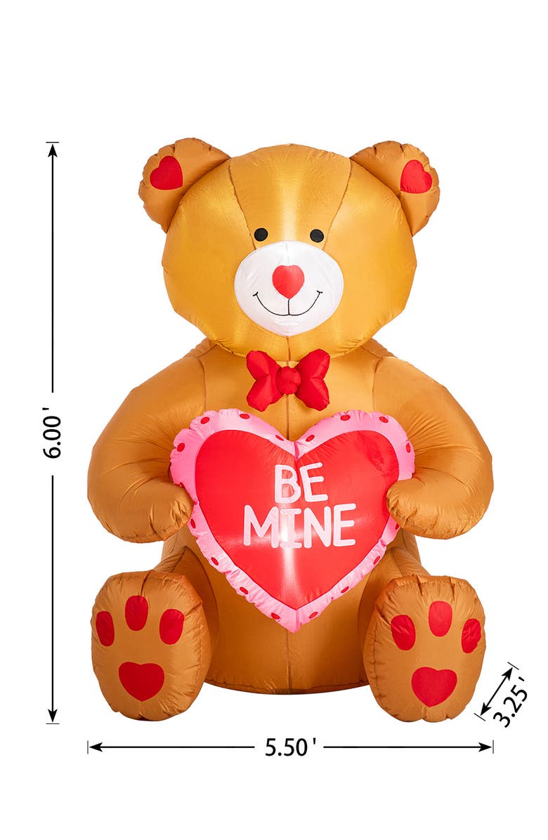 Glitzhome 6
H Lighted Valentine
s Inflatable Bear with Heart Decor, Alternate, color, Red