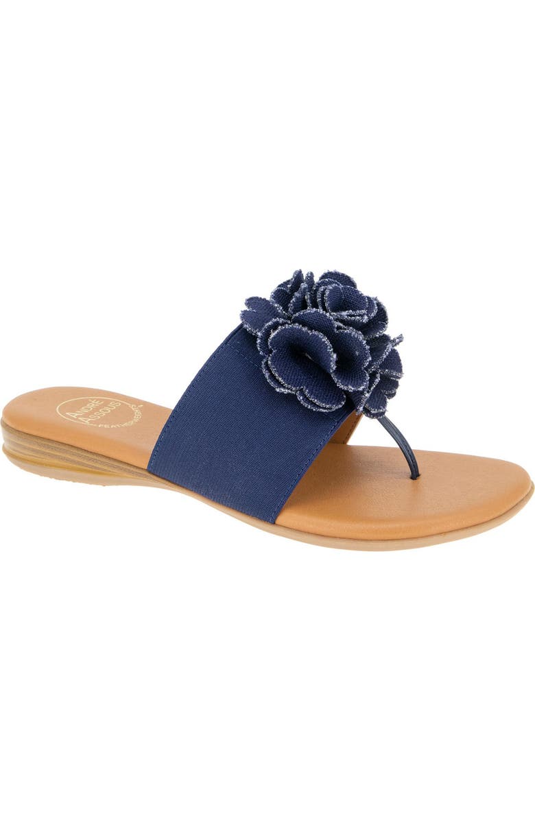 André Assous Nate Flower Sandal, Main, color, Navy