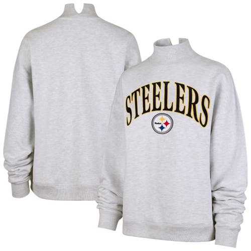 47 Brand '47 Heather Gray Pittsburgh Steelers Vantage Mock Neck Pullover Sweatshirt