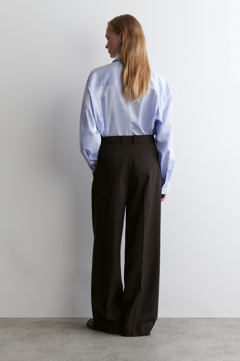 Relaxed Twill Wide-Leg Pants, Alternate, color, DARK BROWN