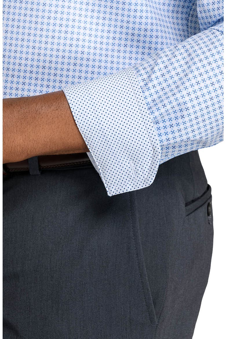 Cross Diamond Performance Dress Shirt, Alternate, color, WHITE/ BLUE