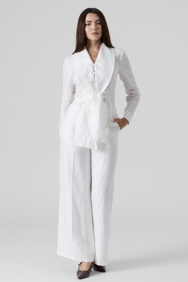 Linen Wide Leg Pants, Alternate, color, White