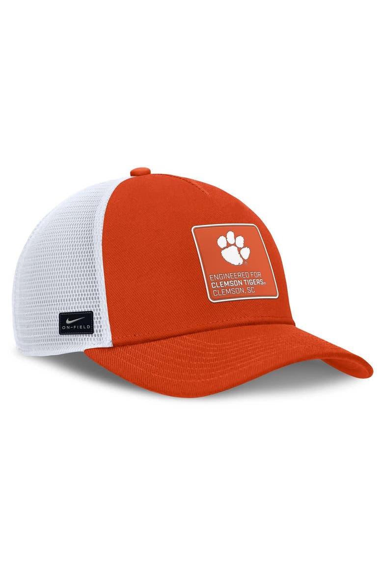 Men's Nike  Orange/White Clemson Tigers 2025 On-Field Rise Engineered Trucker Adjustable Hat, Alternate, color, Orange